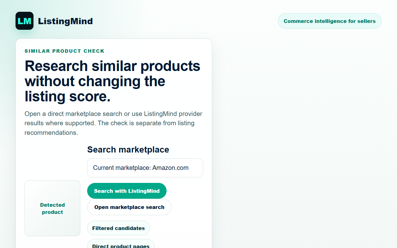ListingMind Similar Product Check report